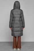 Купить Пальто утепленное с капюшоном зимнее женское темно-серого цвета 1322367TC, фото 4