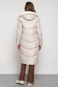 Купить Пальто утепленное с капюшоном зимнее женское бежевого цвета 132255B, фото 4