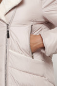 Купить Пальто утепленное с капюшоном зимнее женское бежевого цвета 132255B, фото 19