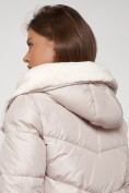 Купить Пальто утепленное с капюшоном зимнее женское бежевого цвета 132255B, фото 22