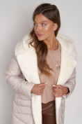 Купить Пальто утепленное с капюшоном зимнее женское бежевого цвета 132255B, фото 28