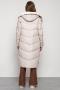 Купить Пальто утепленное с капюшоном зимнее женское бежевого цвета 132255B, фото 8