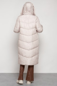 Купить Пальто утепленное с капюшоном зимнее женское бежевого цвета 132255B, фото 10