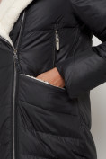 Купить Пальто утепленное с капюшоном зимнее женское черного цвета 132255Ch, фото 10