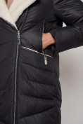 Купить Пальто утепленное с капюшоном зимнее женское черного цвета 132255Ch, фото 11