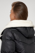 Купить Пальто утепленное с капюшоном зимнее женское черного цвета 132255Ch, фото 13