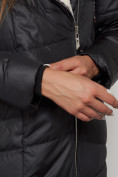 Купить Пальто утепленное с капюшоном зимнее женское черного цвета 132255Ch, фото 14