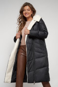 Купить Пальто утепленное с капюшоном зимнее женское черного цвета 132255Ch, фото 18