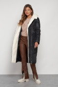 Купить Пальто утепленное с капюшоном зимнее женское черного цвета 132255Ch, фото 25