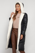 Купить Пальто утепленное с капюшоном зимнее женское черного цвета 132255Ch, фото 27