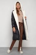 Купить Пальто утепленное с капюшоном зимнее женское черного цвета 132255Ch, фото 28