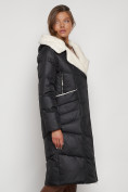 Купить Пальто утепленное с капюшоном зимнее женское черного цвета 132255Ch, фото 3
