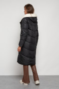 Купить Пальто утепленное с капюшоном зимнее женское черного цвета 132255Ch, фото 4