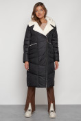 Купить Пальто утепленное с капюшоном зимнее женское черного цвета 132255Ch, фото 5