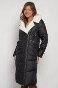 Купить Пальто утепленное с капюшоном зимнее женское черного цвета 132255Ch, фото 7
