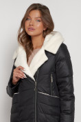 Купить Пальто утепленное с капюшоном зимнее женское черного цвета 132255Ch, фото 9