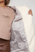 Купить Пальто утепленное с капюшоном зимнее женское коричневого цвета 132255K, фото 13