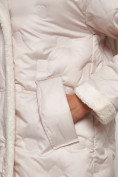 Купить Пальто утепленное с капюшоном зимнее женское бежевого цвета 132290B, фото 10