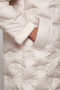 Купить Пальто утепленное с капюшоном зимнее женское бежевого цвета 132290B, фото 11