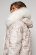 Купить Пальто утепленное с капюшоном зимнее женское бежевого цвета 132290B, фото 14