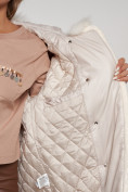 Купить Пальто утепленное с капюшоном зимнее женское бежевого цвета 132290B, фото 15