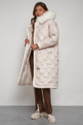 Купить Пальто утепленное с капюшоном зимнее женское бежевого цвета 132290B, фото 18