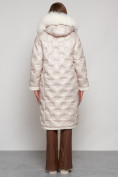 Купить Пальто утепленное с капюшоном зимнее женское бежевого цвета 132290B, фото 4
