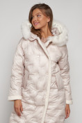 Купить Пальто утепленное с капюшоном зимнее женское бежевого цвета 132290B, фото 7