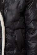Купить Пальто утепленное с капюшоном зимнее женское черного цвета 132290Ch, фото 15