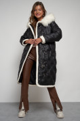 Купить Пальто утепленное с капюшоном зимнее женское черного цвета 132290Ch, фото 23