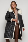 Купить Пальто утепленное с капюшоном зимнее женское черного цвета 132290Ch, фото 24