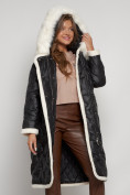 Купить Пальто утепленное с капюшоном зимнее женское черного цвета 132290Ch, фото 27