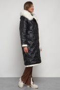 Купить Пальто утепленное с капюшоном зимнее женское черного цвета 132290Ch, фото 3