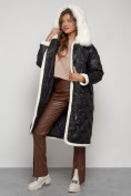 Купить Пальто утепленное с капюшоном зимнее женское черного цвета 132290Ch, фото 28