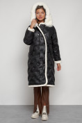 Купить Пальто утепленное с капюшоном зимнее женское черного цвета 132290Ch, фото 5