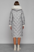 Купить Пальто утепленное с капюшоном зимнее женское светло-серого цвета 132290SS, фото 4