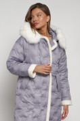 Купить Пальто утепленное с капюшоном зимнее женское серого цвета 132290Sr, фото 10