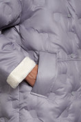 Купить Пальто утепленное с капюшоном зимнее женское серого цвета 132290Sr, фото 15