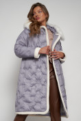 Купить Пальто утепленное с капюшоном зимнее женское серого цвета 132290Sr, фото 17