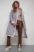 Купить Пальто утепленное с капюшоном зимнее женское серого цвета 132290Sr, фото 18