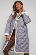 Купить Пальто утепленное с капюшоном зимнее женское серого цвета 132290Sr, фото 19
