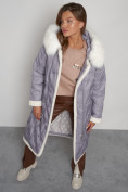 Купить Пальто утепленное с капюшоном зимнее женское серого цвета 132290Sr, фото 20