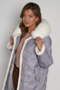 Купить Пальто утепленное с капюшоном зимнее женское серого цвета 132290Sr, фото 22