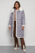 Купить Пальто утепленное с капюшоном зимнее женское серого цвета 132290Sr, фото 23