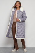 Купить Пальто утепленное с капюшоном зимнее женское серого цвета 132290Sr, фото 24