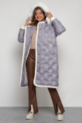 Купить Пальто утепленное с капюшоном зимнее женское серого цвета 132290Sr, фото 26