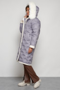Купить Пальто утепленное с капюшоном зимнее женское серого цвета 132290Sr, фото 6