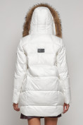 Купить Куртка зимняя женская модная с мехом белого цвета 132298Bl, фото 10