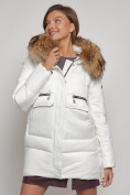 Купить Куртка зимняя женская модная с мехом белого цвета 132298Bl, фото 12