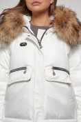 Купить Куртка зимняя женская модная с мехом белого цвета 132298Bl, фото 16